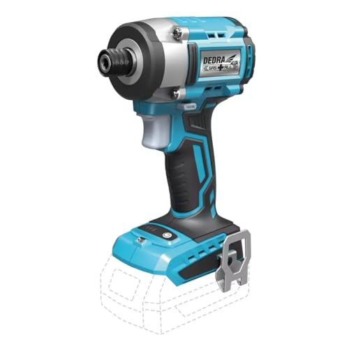 DEDRA Visseuse à percussion sans fil 1/4" HEX 18 V, sans batterie/chargeur, lumière LED, fonction arrêt automatique inversé, couple 220 Nm, jusqu'à 3000, réglage de la vitesse à 3 niveaux
