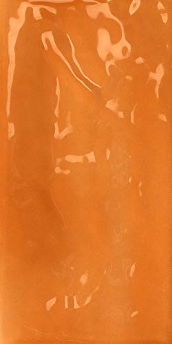 Image of Gloss Ceramic Wall Tile - Joyful Gloss Brick - 100mm x 200mm - Versatile Laying - Easy Installation - Single Tile, Papaya (Orange)