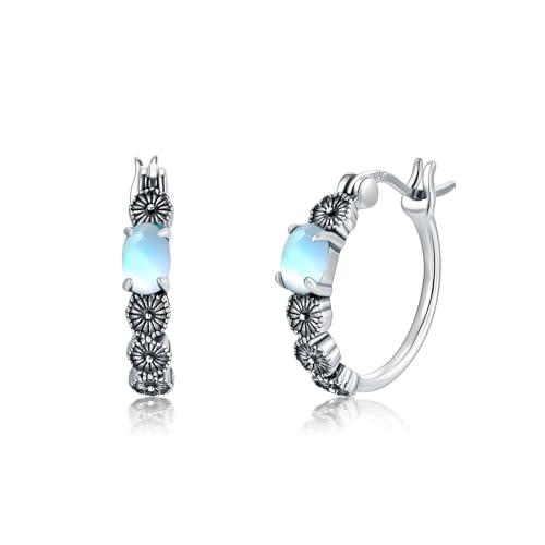 Boucles d'oreilles pierre de lune et rose en argent : le cadeau femme idéal