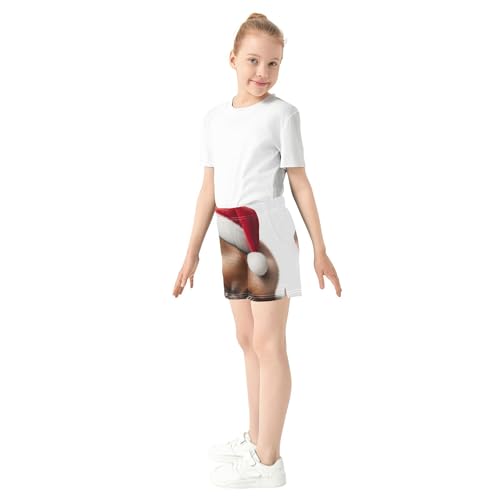 Girls Cute Capybara Christmas Hat Print Lounge Shorts Kids Athletic Pajama Activewear Summer Clothes, X-Small4