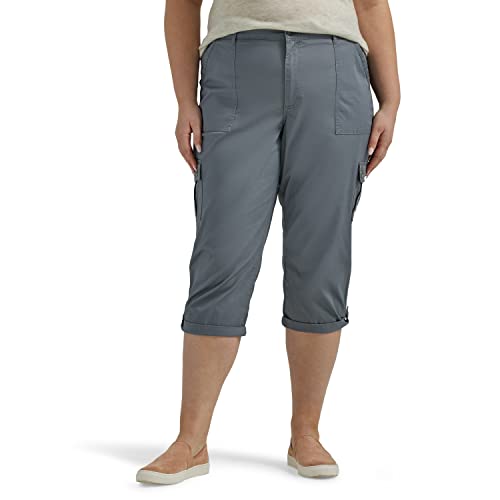 Lee Womens Plus Size Ultra Lux Comfort with Flex-to-Go Cargo Capri Pant Tech Gray 22 Plus