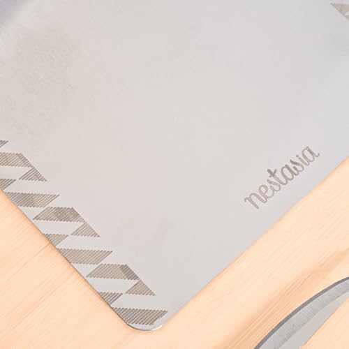 Image of Nestasia Stainless Steel Chopping Board for Kitchen (35cm x 25cm) - Geometric Motif Engraved Steel Cutting Board for Chopping Fruits & Vegetables | Anti-Skid, 100% Food Safe & Rust Resistant