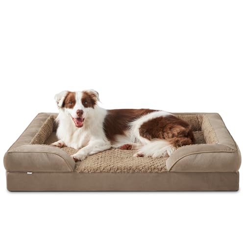 JOEJOY Panier Chien Orthopédique Grande Taille, Marron