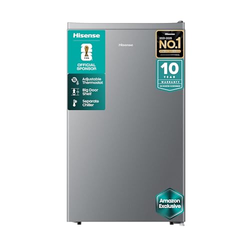 Hisense HSD5093D1AZ 122 Liters Gross Single Door Refrigerator Mini Compact Fridge for Home Office Kitchen & Bedroom Low Noise Silver(Amazon Exclusive)