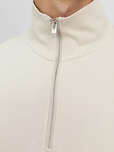 JACK & JONES Jorvesterbro Sweat Quarter Zip Hn Sn Homme Sweater, Beige, M