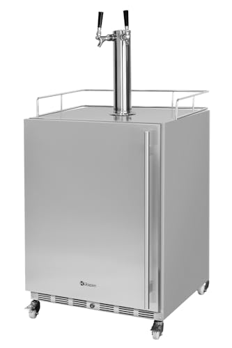 Kegco 24' Wide Outdoor Build-In Dual Tap Stainless Steel Left Hinge Kegerator with Dispense Kit