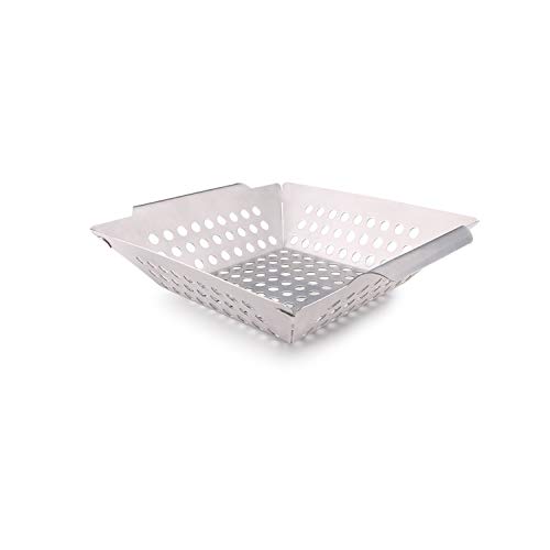 Semboh Grill BasketsÂ for BBQ, Stainless Steel BBQ Baskets for Outdoor Grilling, BBQ Woks with Handle, Grilling Woks for Vegetable, Grill Trays for Fish, Veggie - BBQ Accessories (Large, 1 Psc)