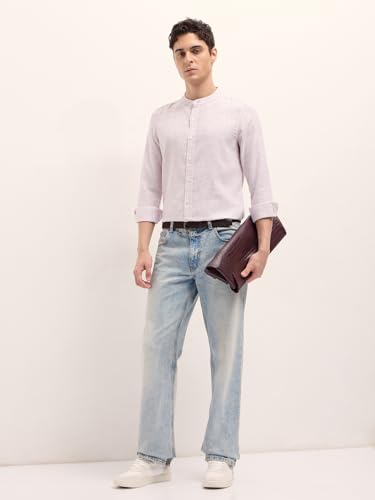 Image of THE BEAR HOUSE Men's Cotton Solid Slim Fit Shirt