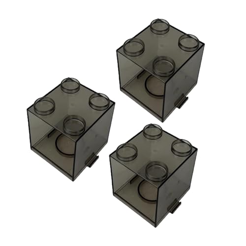 Ysyqkn 3個 フィギュア ディスプレイコレクション 防塵付き ケース収納 モデル展示 ミニドールスタック ショーケース オーガナイズ機能 透明仕様 小型アイテム 卓上展示に適用, クリアブラック