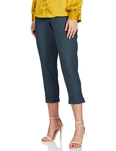 Image of BIBA Women Cotton Blend Regular Solid Pants