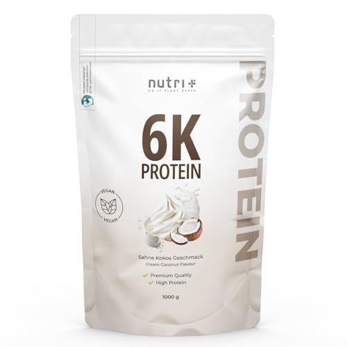 Nutri + Proteinpulver Sahne Kokos 1 kg - Eiweißshake Eiweiß - Coconut Cream Protein Pulver - Eiweißpulver mit allen Aminosäuren Muskelaufbaupräparat