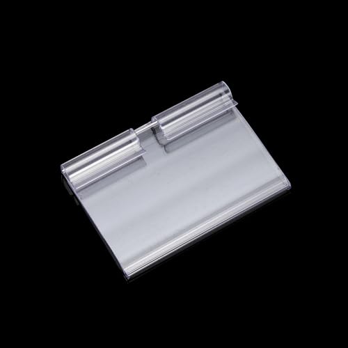 50pcs Labels for Storage Bins Plastic Label Clip, Basket Labels Clip On Wire Shelf Price Label Holder Merchandise Sign Display Holder, 50pcs Label Insert Included (1.96IN*1.65IN)