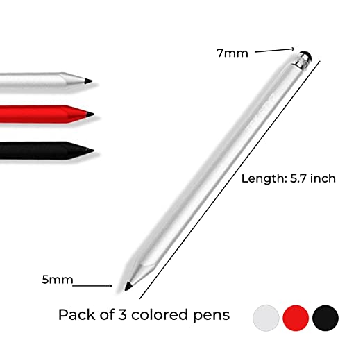 Tek Styz Pro Capacitive Resistive Stylus Universal 2 in 1 Compatible with BMW 2019 X5 High Sensitivity & Precision Full Size 15 Pack! (Black Silver RED)