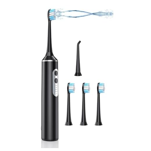 Electric Toothbrush with Water Flosser, Sonic Electric Toothbrush with 4 Brush Heads, Teeth Cleaning Kit with 4 Modes, Water Flosser Portable for Travel and Home (Black)