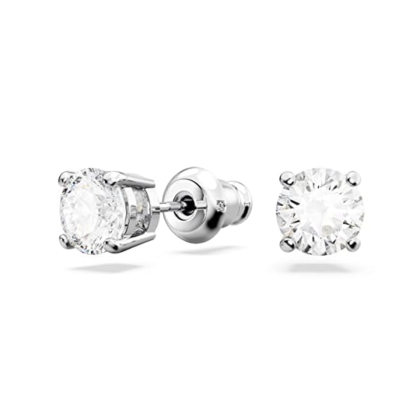 Swarovski Matrix Tennis Jewelry Set, All-Round Necklace and Pierced Stud Earrings with Clear Crystals on a Rhodium Finished Setting, Part of the Matrix Tennis Collection - Image 6
