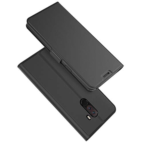 FindaGift Funda para Xiaomi Pocophone F1 PU Leather [Anti-arañazos] Flip Magnético Cierre Funda de Protección Wallet Back Cover with Card Slot para Xiaomi Pocophone F1 Black
