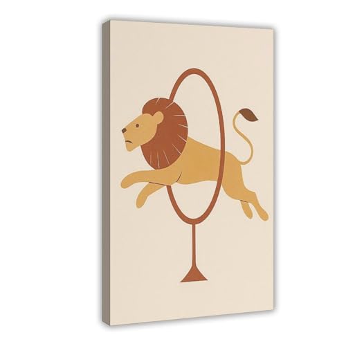 Toile lion de cirque bohème vintage 50x75 cm pour chambre enfant et salon