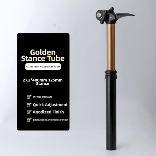 Tija telescópica hidráulica para bicicleta de montaña con bloqueo manual y cuerpo de aluminio