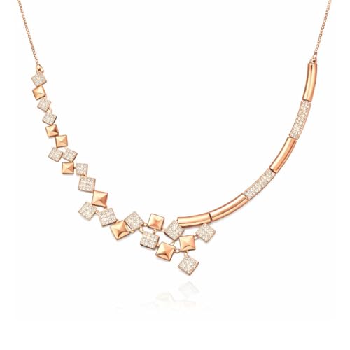 Image of Nilu's Collection Rose Gold Plated AD Stone Jewellery Set for Women, Girls | Special Ocassion, Wedding, Engagement, Dating | Anti Tarnish | Anti Allergy | Necklace and Earring Set | Gift for Her