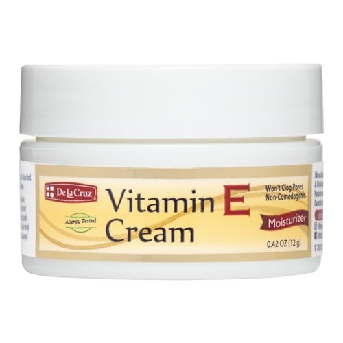 De La Cruz Vitamin E Cream Moisturizer for Face and Neck - Moisturizing Skin Care for All Skin Types - Made in USA, 0.42 oz Trial Size
