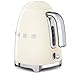 SMEG 50's Retro Style 7 Cup Electric Water Kettle with Automatic Shutoff, Removable Base, and Water Indicator, KLF03CRUS, Cream