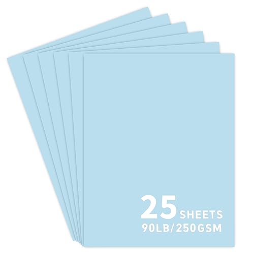 25Sheets Light Blue Cardstock Paper 8.5 x 11 Card stock for Cricut Thick Construction Paper for Card Making Scrapbooking Craft 90 lb / 250 gsm(Light Blue)