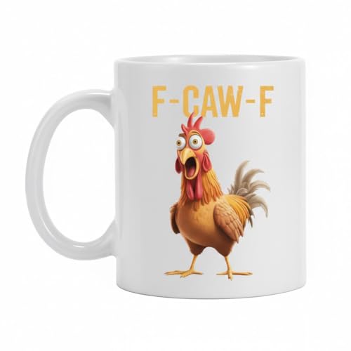 ANOVEL F-Caw-F Funny Chicken Mug White Elephant Gifts FCawF Coffee Cup 11oz