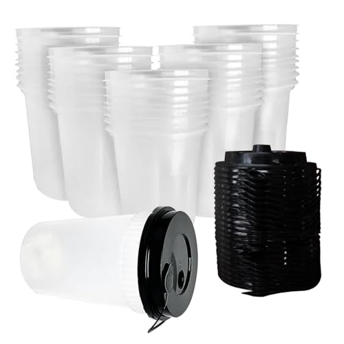 Image of 250ML Sipper Glass with Lid | Round Empty Transparent Plastic Cup Reusable, Spill-Proof for Beverages Coffee Shakes Juice | Use Restaurant Home Birthday Party & Events (Set of 25 Glasses)
