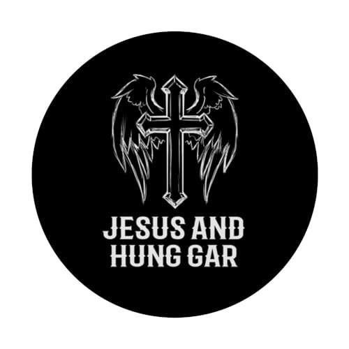Jesus And Hung Gar! Funny Christian Catholic Hung Gar Design PopSockets Swappable PopGrip, Black - Image 3