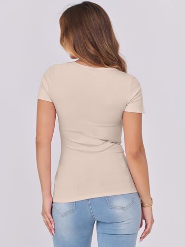 ANRABESS Women Short Sleeve Tops Scoop Neck Ribbed Knit Slim Fitted Basic Tee Shirts Casual Summer Clothes 2025 Fall Outfits - Image 7