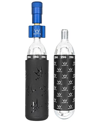 Peaty's Gonfleur CO2 Vélo Holeshot avec 2 Cartouches 25g - Pompe à Vélo Compacte pour Valve Presta, Gonfleur Pneu Ultra-Rapide avec Couvercle Antigel,...