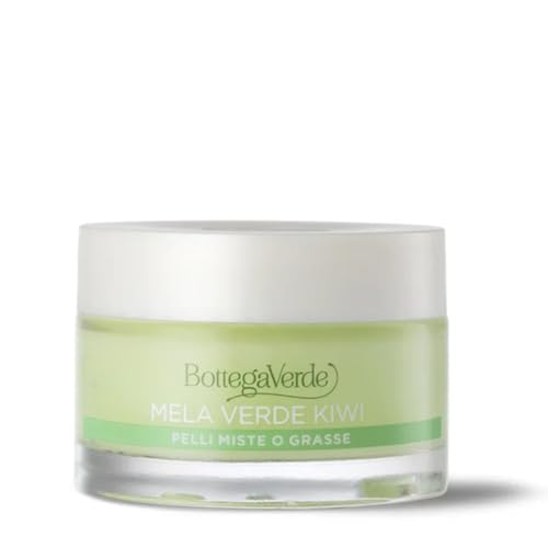 Bottega Verde - Crema Viso Idratante, 50 ml, Idrata, Opacizza e Purifica la Pelle, con Mela Verde e Kiwi, per Pelli Miste o Grasse