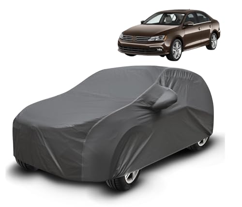 Image of Auto Hub Waterproof Car Cover Compatible with Jetta with Mirror Pockets, Soft Cotton Lining, Jetta Car Cover Waterproof, Grey