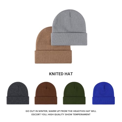 Image of Beanie for Men Women Warm Winter Hat Windproof Thick Knitted Cuffed Unisex Skull Cap