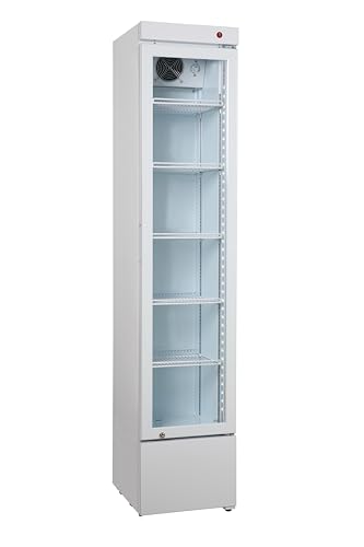 METRO Professional Frigorífico para Bebidas GSC2133-NC, 166L, 5 estantes ajustables, Puerta de Vidrio con Cerradura, Luces LED, blanco