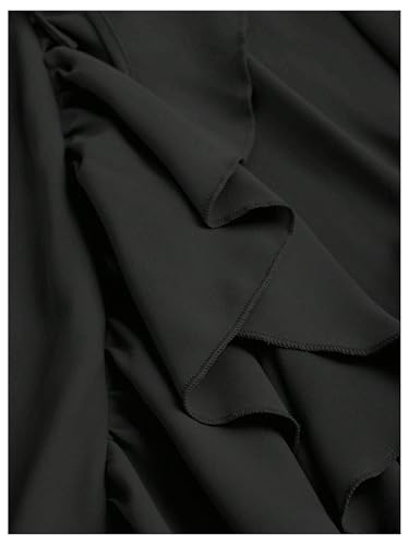 Milumia Women's Ruffle Layered Wrap Midi Skirt Drawstring Ruched Asymmetrical Flowy Long Skirt4