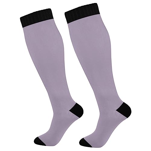 Dark Orchid - Calcetines de yoga hasta la rodilla para mujer, calcetines largos de circulación para correr atlético, Violeta claro , talla única