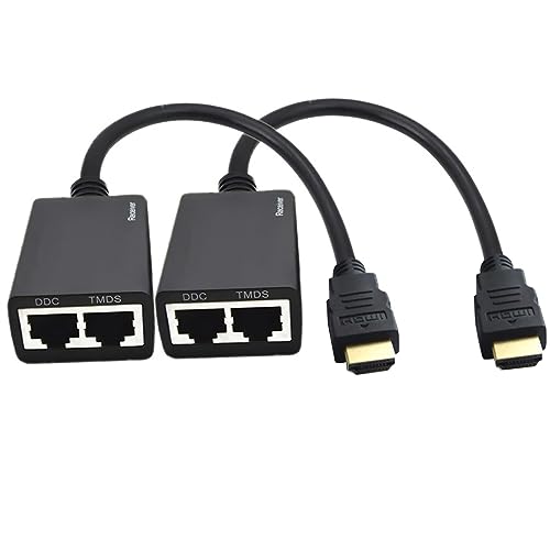 TECKEEN HDMI Extender Over IP Ethernet 1080p Up to 30m Direct 1 to 1 Extender Over CAT5e CAT6 to Many Over Gigabit Switch, Network LAN, IR Extension