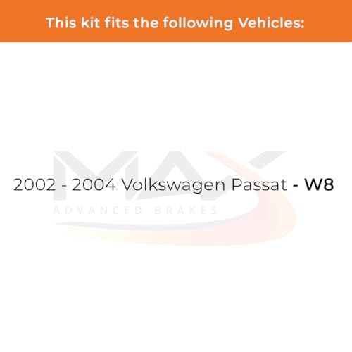 Image of Max Advanced Brakes Rear Brake Kit Compatible With 2002 2003 2004 VW Passat W8 Replacement Premium OE Disc Brake Rotors and Ceramic Brake Pads