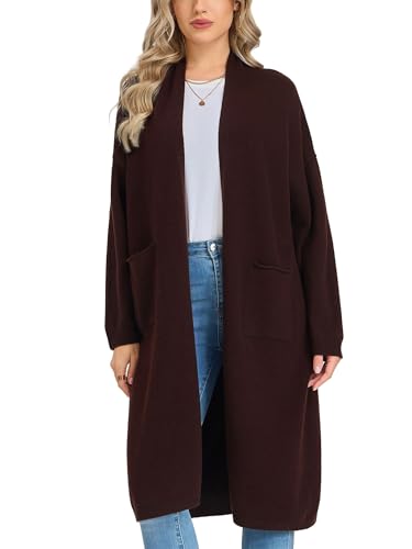 VETLURY Women's Long Cardigan Sweaters - 100% Merino Wool Open