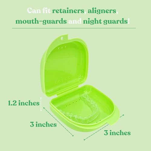 Genco Dental Retainer Case with Vent Holes - Orthodontic container for holding retainers, aligner, night-guard/mouth-guard. Small and Durable retainer case (1 Pack, Green)