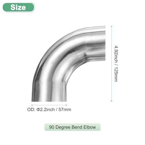 M METERXITY OD 2.2 Zoll 90 Grad Dornbiegung Ellbogen Verstärkt 2 mm 304 Edelstahl Auspuffkrümmer Für Auto Tuning Auspuffanlage Treppengeländer Biegung Höhe 125 mm
