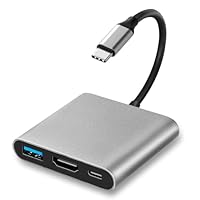 USB C Hub 3 in 1 mit 4K@30Hz HDmi, PD 100W und USB 3.0 5Gbps Datenport, USB C Adapter Multiportadapter für iPhone 16/15, MacBook Pro/Air, iPad, Laptop, Samung, Surface, HDTV etc