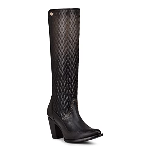 Cuadra Women's Tall Boot in Bovine Leather with Zipper Black2