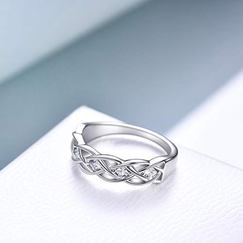 Luhe Celtic Knot Rings Valentine's Day Gifts For Her Sterling Silver Simple Criss Cross Knot Ring Wedding Band Celtics Jewelry Gifts For Women Her Girlfriend Wife (Silver, 9) #TOP4