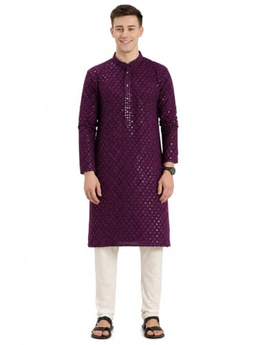Image of Amazon Brand - Tavasya Men Rayon Blend Embroided Regular Kurta