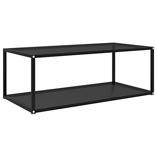 Coffee Table BlackOffice Tea DeskLiving Room Center TableDining TableRectangle TableFeatures 2 LayersAssembly RequiredUsed as a Den Office Room 394x197x138 Tempered Glass