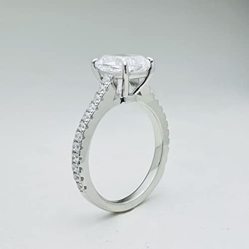 Bo.Dream Cushion Cut 2ct Cubic Zirconia Engagement Rings for Women Platinum Plated Sterling Silver (5.5)2