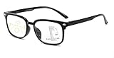 Gleitsichtbrille Lesebrille schwarz Multifokale Gläser Damen Herren Federscharnier +1.00 +1.50 +2.00 +2.50 +3.00 Dioptrien Blaulichtfilter/Gleitsichtlesebrille (schwarz, 3.00, Dioptrien)