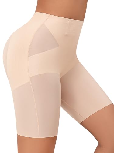 FluxFloe Seamless Shapewear Shorts for Women, Mid-Thigh Slip Shorts – Light to Moderate Tummy Support, All-Day Comfort-Nude-XL